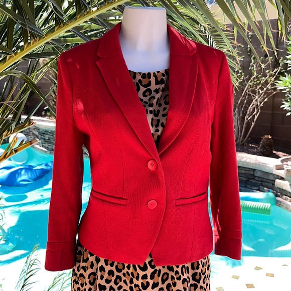Fall Rustic Orange Red Twill Blazer - Picture 4 of 9